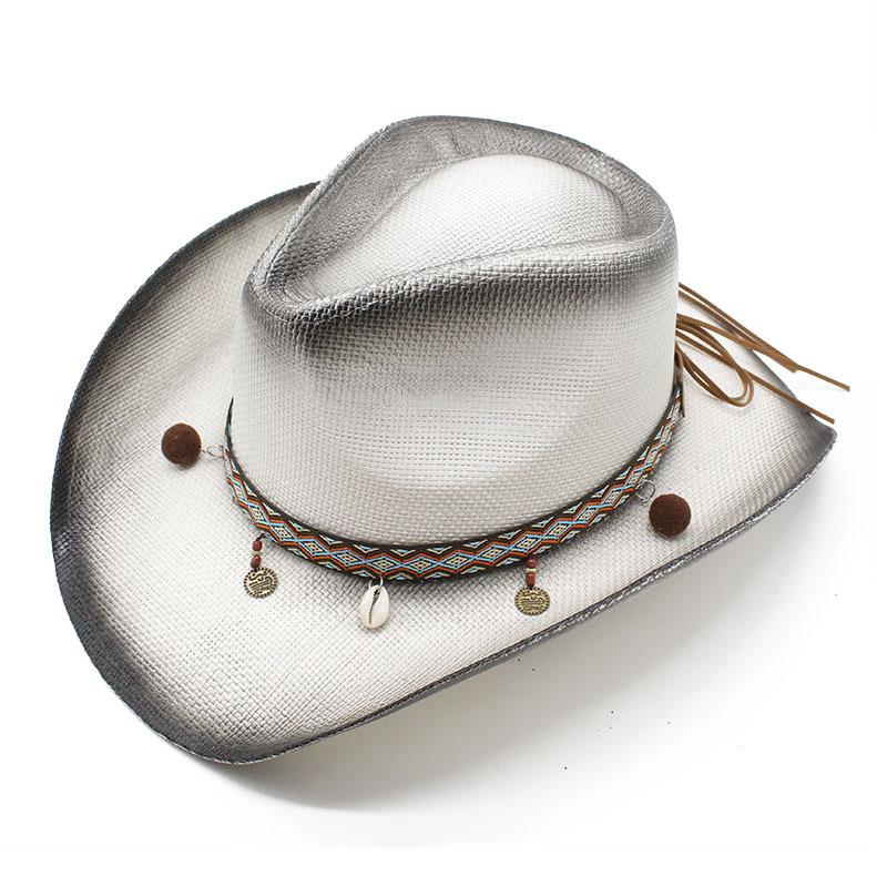 Spray Painted Cowboy Straw Hat Personalized Characteristic Hat Handmade Western Cowboy Hat Ethnic Sun Hat