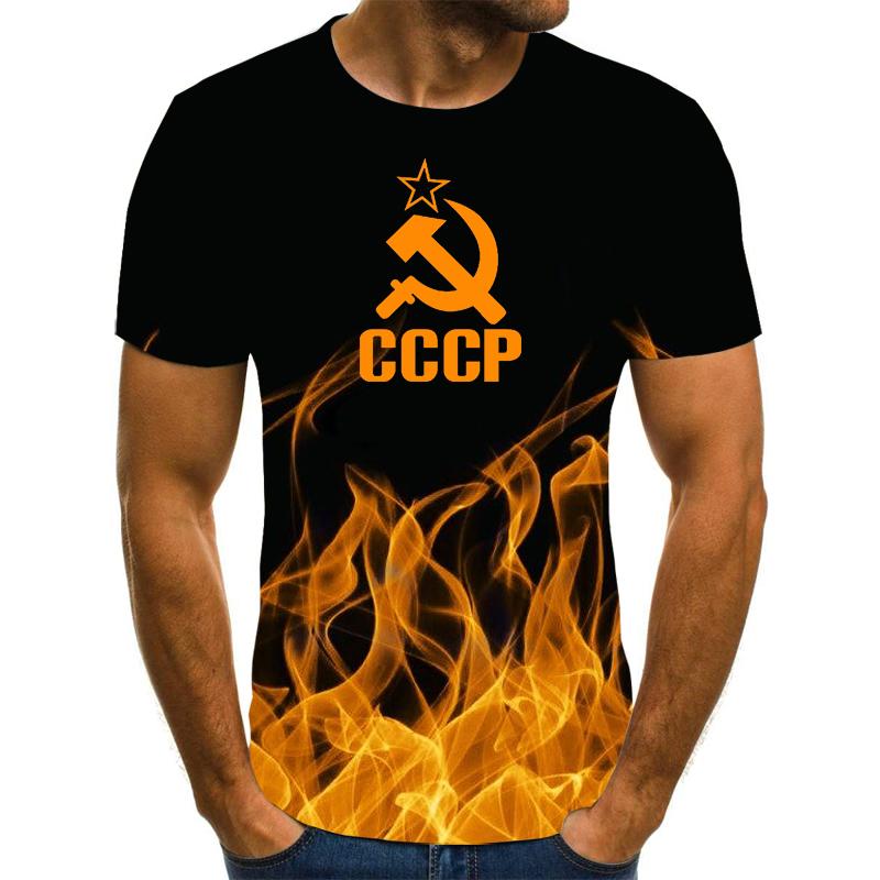 2026 Men's T-shirt Short Sleeve Solid Men's Loose T-shirt Men's Top Brand New CCCP Brand Men's 3D T-shirt Short Sleeve