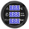 3 in 1 Gauge Tachometer+Oil Pressure+Water Temperature Gauge With Alarm 0-10Bar Oil Press Sensor for 12V 24V Car Boat Marine