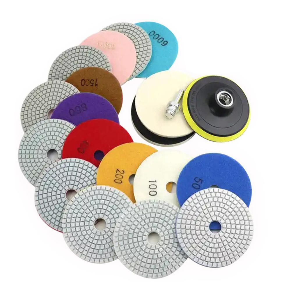 12Pcs Diamond Polishing Disc Diamond Polishing Pad Grinding Pad With Backing Plate Grinding Disc For Tiles Marble Granit