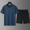 Extra Large Summer Sports Suit Men's Ice Silk Thin Short Sleeved Men's Shorts Quick Drying Handsome Two-piece Set