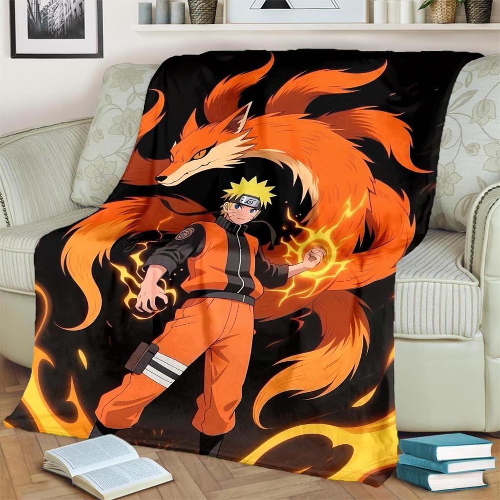 Anime-Naruto Print Blanket Warm Comfortable Flannel Blanket for Bedrooms, Sofas, Beds, Chairs, Picnics, Travel -LXR52