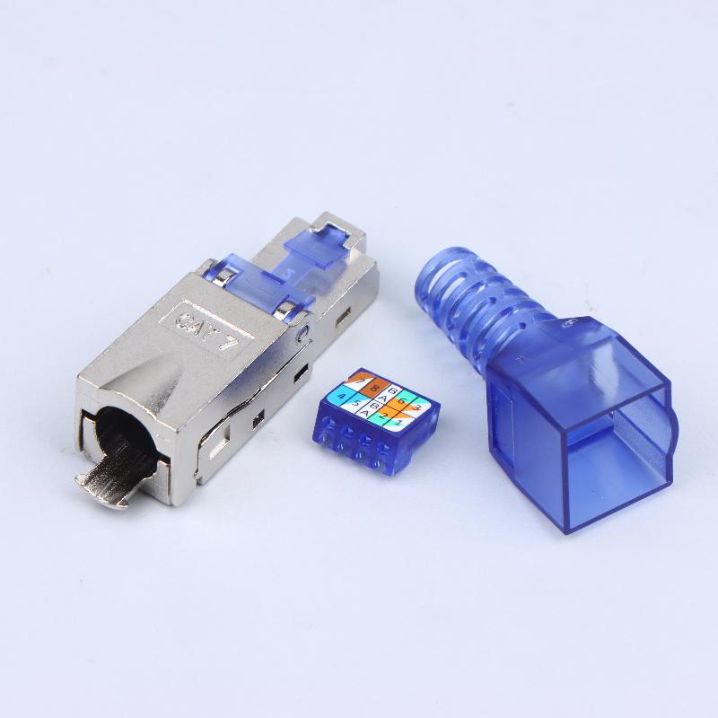 1Pc Rj45 Cat8 Cat7 Cat6A Connectors Tool-Free Zinc Alloy Shielded Ethernet Termination Plugs For 23Awg Sftp Cables