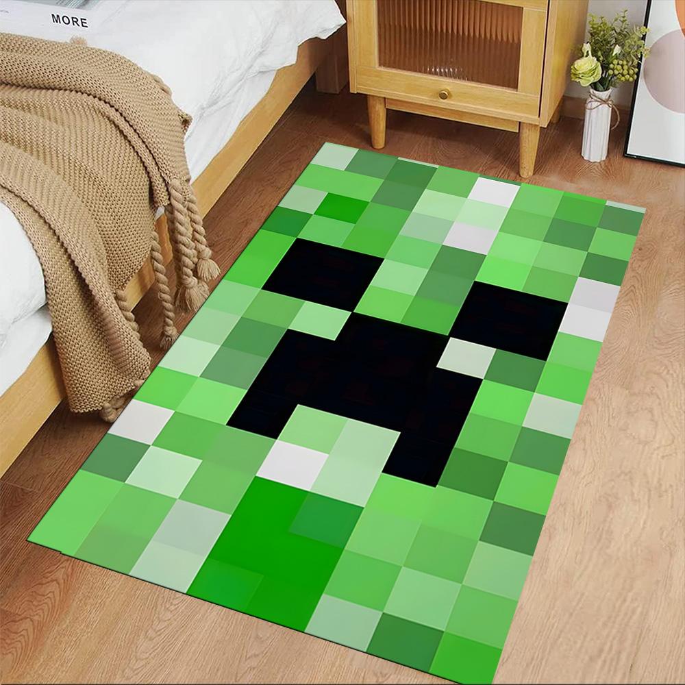 Minecraft Creeper Pixel Art Carpet Design for Decorate room Study room Playrooms Balcony Anti-slip Rug Decorate Offices Best for Christmas