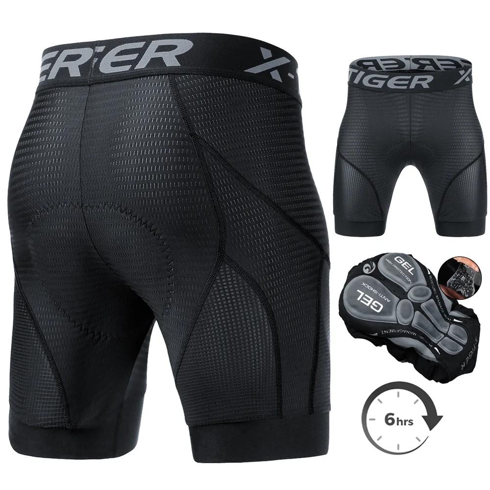 X-TIGER Men's Cycling Underwear Shorts 5D Padded Sports Riding Bike MTB Liner Shorts with Anti-Slip Leg Grips Bicycle Underwear