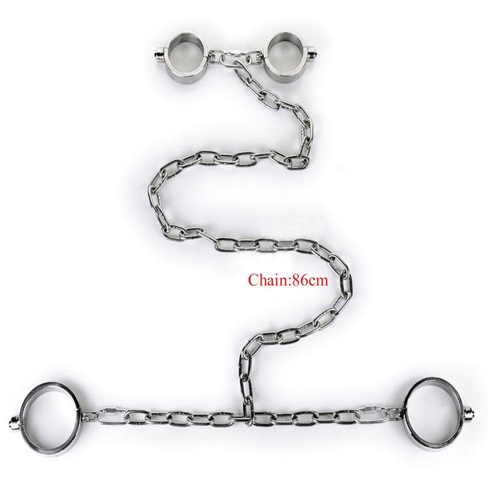 Těžká nerezová ocelová pouta na ruce a kotníky Set Otrok Omezovací sada Kovový obojek Odnímatelná pouta Sexuální hračky pro páry