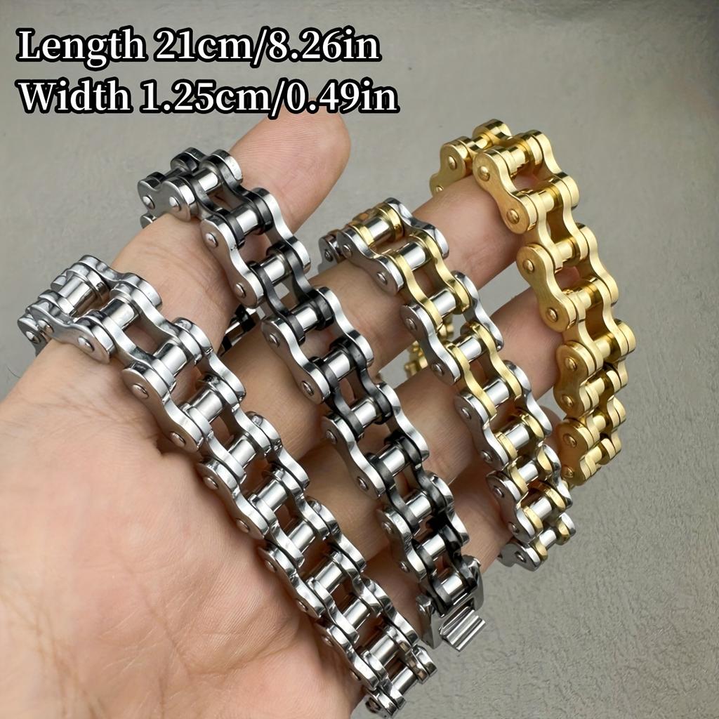 1pcs Punk Rock Stainless Steel Biker Mens Bracelet Link Chain Motorcycle Bike Bicycle Chain Bracelets Bangles