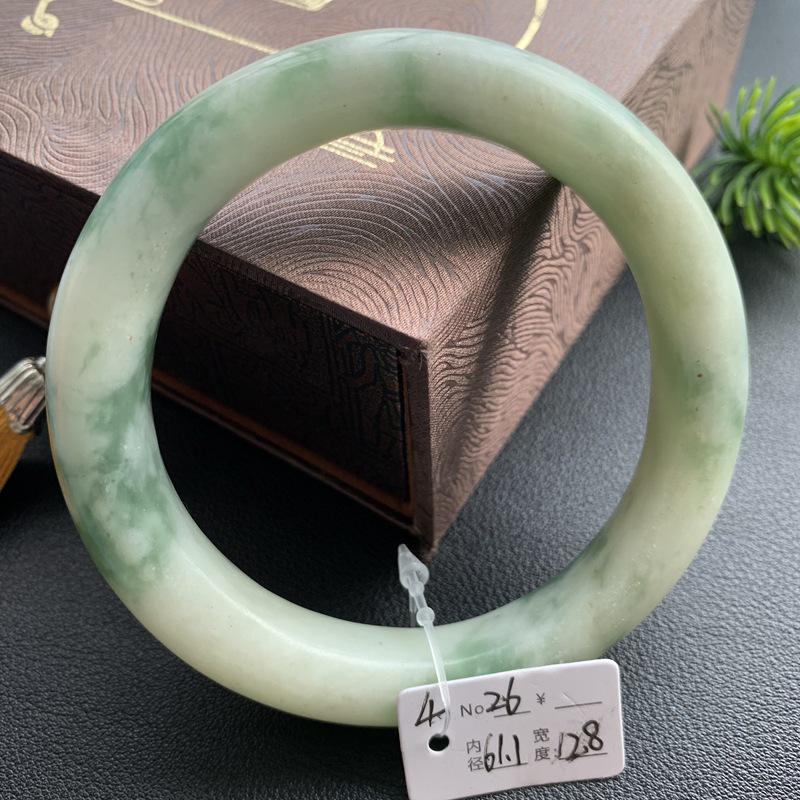 A4 Emerald Green Hetian Jade Bracelet with Floral Design