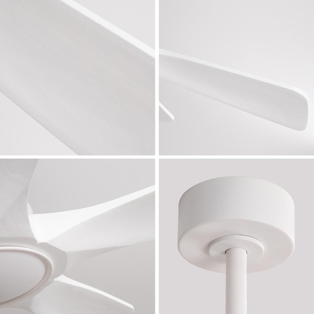 36-Inch Ceiling Fan in White, Propeller Blades of Solid Wood, Wireless Remote Control, 3CCT, Reversible DC Motor, Six Speed Settings, Power-Off Memory