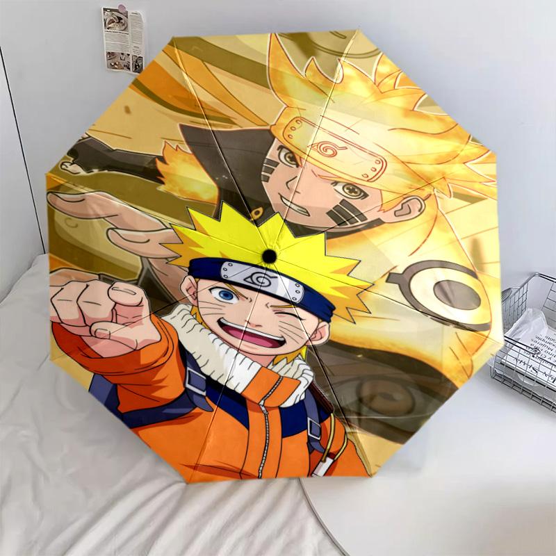 1 PC Automatic Folding Umbrella - Naruto Power Up Pattern Portable Foldable Design With 8 Ribs Christmas Birthday Gifts