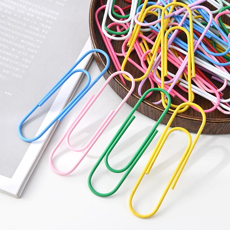 100mm Extra Velké Kancelářské Svorky v Barvě Macarons, Plastem Potažené, 10cm Ohýbaný Design