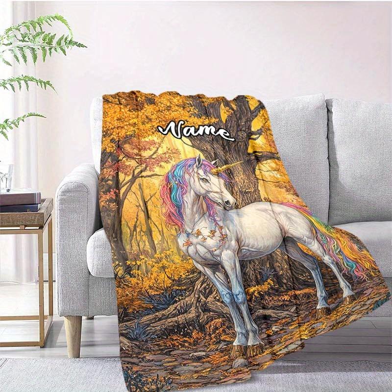 Unicorn Under The Tree Customize Your Name Blanket Warm Comfortable And Soft Blankets Are Suitable For Home Lunch Break Blanket Office Sofa Sofa Gift