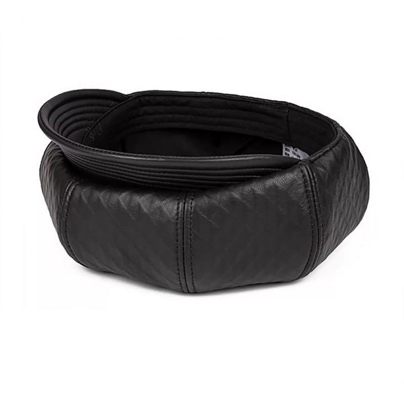 Womens Genuine Leather Beret Hat With Short Brim Foldable Adjustable Cap Winter Light Luxury Style