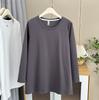 Simple Plain Solid Color Mid Length Long Sleeve Plus Size Inner Layering Top For Women