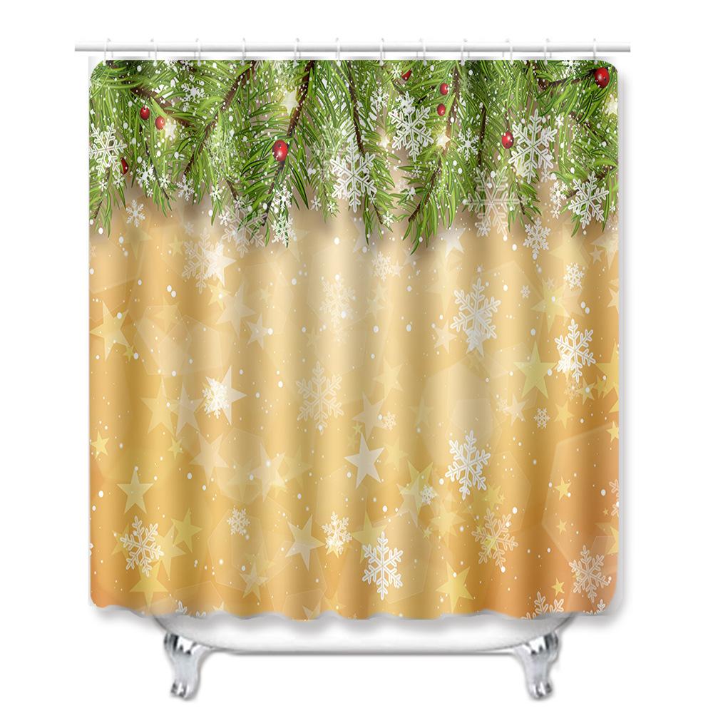 Christmas Bathroom Shower Curtain Four-Piece Floor Mat Toilet Non-Slip Door Mat Bedroom Living Room Absorbent Carpet