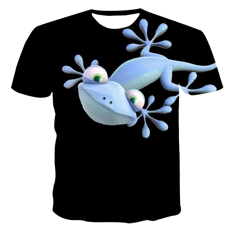 

Summer Round Neck Cute Animal Lizard Pattern 3D Print Top Fashionable Casual Short Sleeved Men s and Women s Couple Unisex T-shirts XS