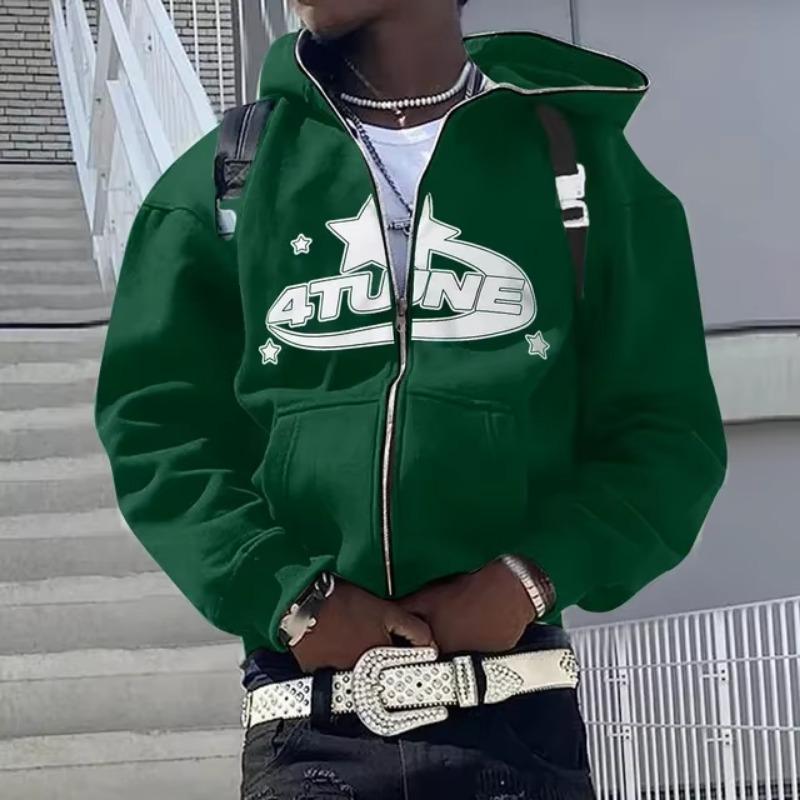 Bluzy Rozpinane Kardigany z Kapturem Ciepło Bluzy Estetyka Litery Trend Codzienne Hip Hop Y2k Nowe Bluzy Odzież Męska