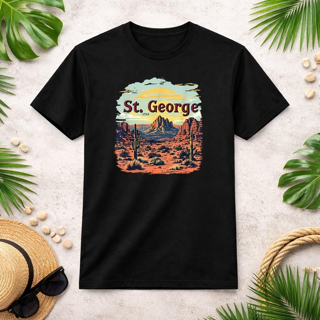 St. George Desert Mountain Vintage St. George Utah Cityscape T-Shirt S