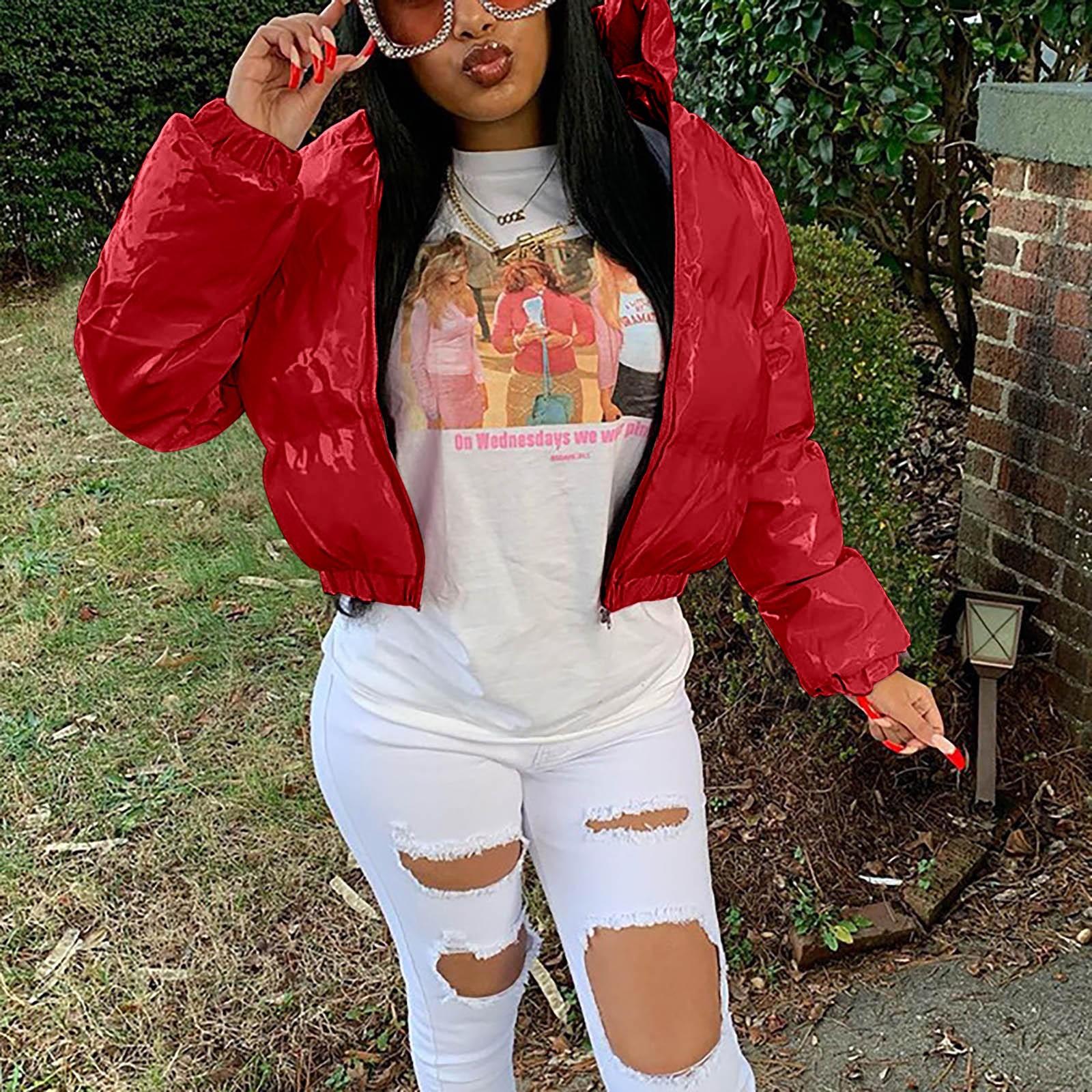 

Женская осенне-зимняя однотонная зеркальная куртка-кардиган на молнии из искусственной кожи с воротником-стойкой XXL красный