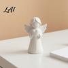 French Country Room Decoration 3D Printed Angel Heart Statue White Resin Praying Figurine for Tabletop Ornament Photography Living Bedroom,