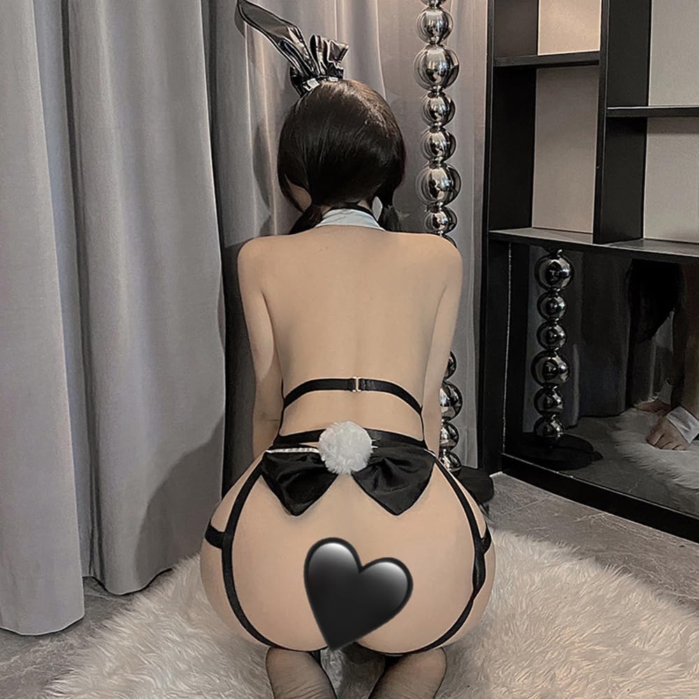 Bunny Girl Open Sexy Reverse Open Extremely Leather Baby Shoulder Headband 6 Piece One Size Fits Most [YAISHN] Leotard, Chest, Cosplay, Bunny, Back,