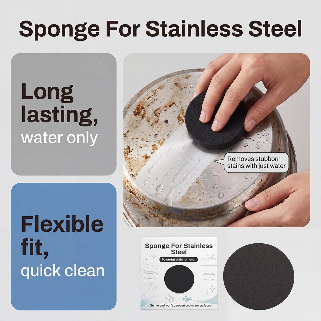 Multifunctional stainless steel cleaning sponge kitchen cleaning supplies suitable for all kinds of pots and pans to gently wipe surface stains 1pc
