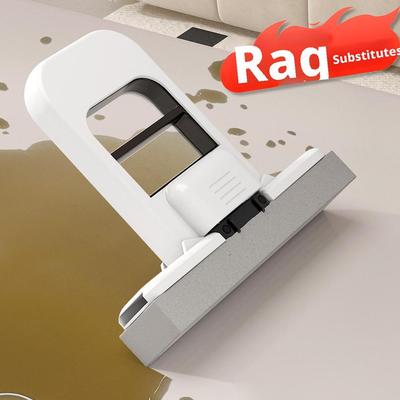 Mini Foldable Desktop Mop,Portable Self-Squeeze Short Mop, Push-Pull To Squeeze and Rinse Wet/Dry Cleaning for Kitchen Bathroom