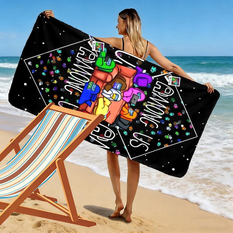 Among Us Print Strandtuch, Großes Weiches Schnelltrocknendes Handtuch für Strand Camping Schwimmen