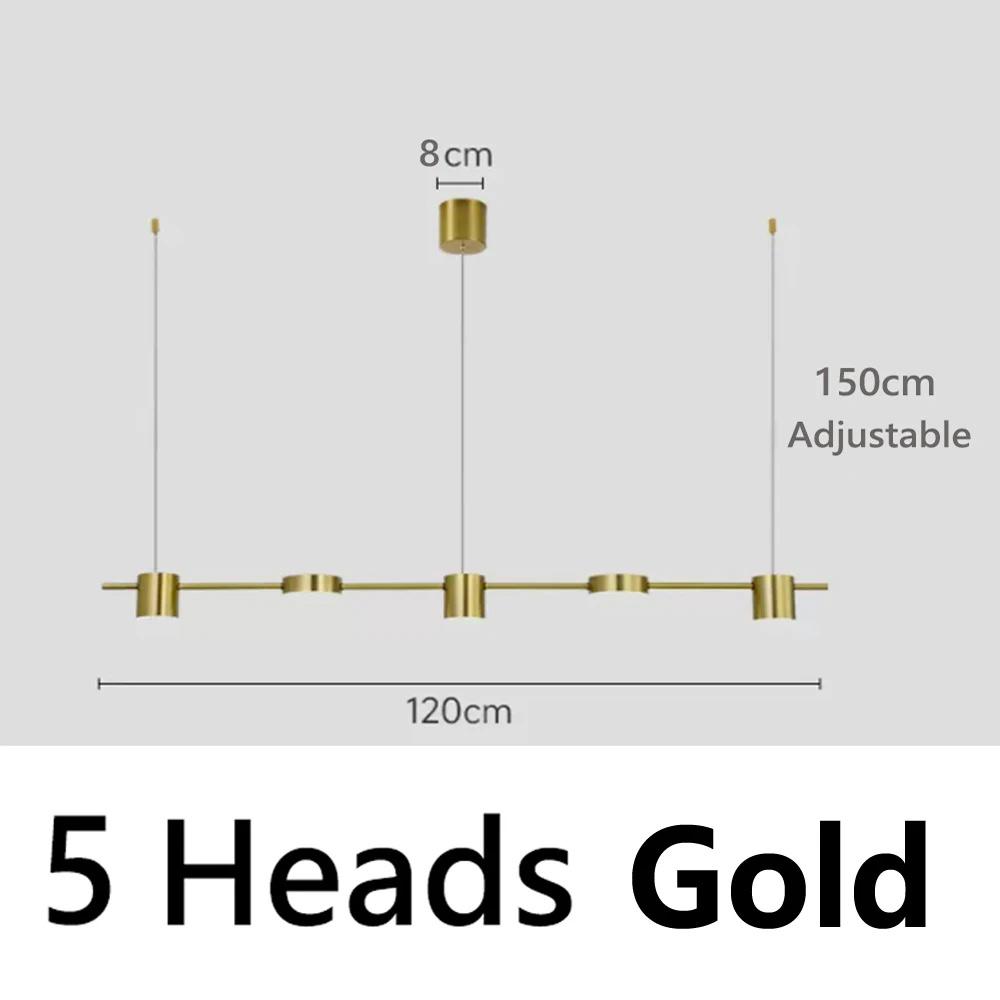 Modern LED Pendant Light Remote Dimming Indoor Lighting Art Ceiling Pendant Light Gold Long Strip Kitchen Restaurant Decoration