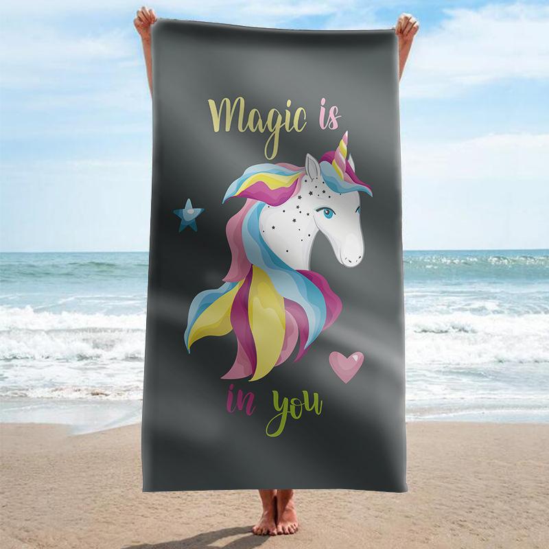 Microfiber Unicorn Beach Towel Cute Animal Bath Towel Absorbent Towels for Pool Swim Bathroom Sport Girl Quick Dry Beach Blanket