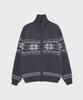 Fake Camper Snowflake Jacquard Nordic Knit Zip-Up [Grey]