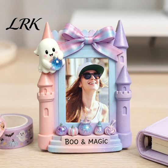 Magnetic Picture Holder Halloween Photo Frame Refrigerator Magnet, Ghost Pumpkin Decorative Holder, Wooden for Holiday Party Kitchen Display