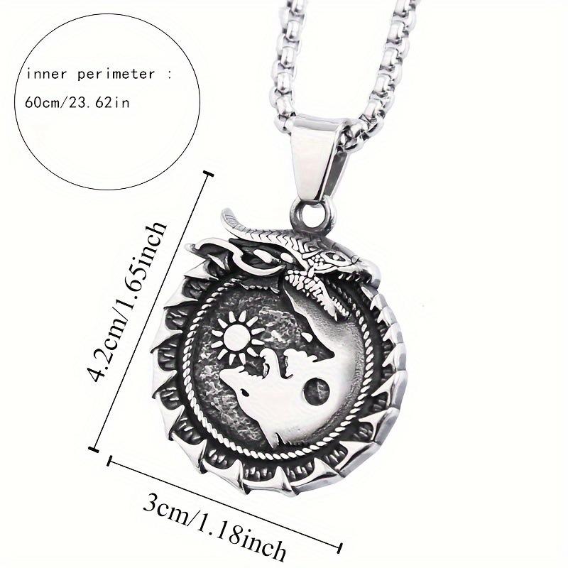 Vintage Nordic Mythology Viking World Tree Dragon Snake Pendant Necklace Talisman Norwegian Style Necklace