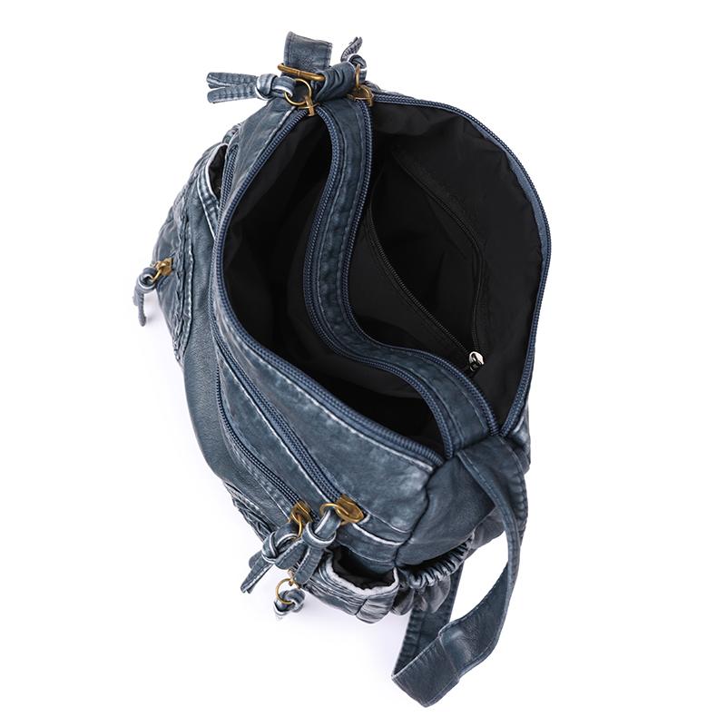 Vintage Stil Crossbody Çanta, PU Deri Omuz Çantası, Kadınlar İçin Dokuma Çok Cepli Çanta