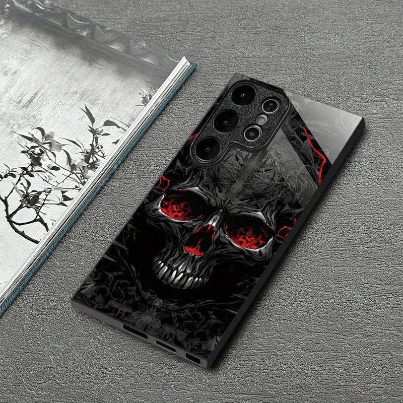 Electroplated glass phone case suitable for Samsung Galaxy S26 S25 S24 S23 S22 S20 S11 S10 FE/Ultra/Plus anti drop skull pattern