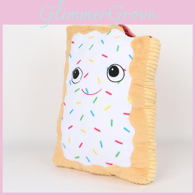 White Toaster Pastry Plush Toy Cartoon Stuffed Doll Cookies Gift Decoration