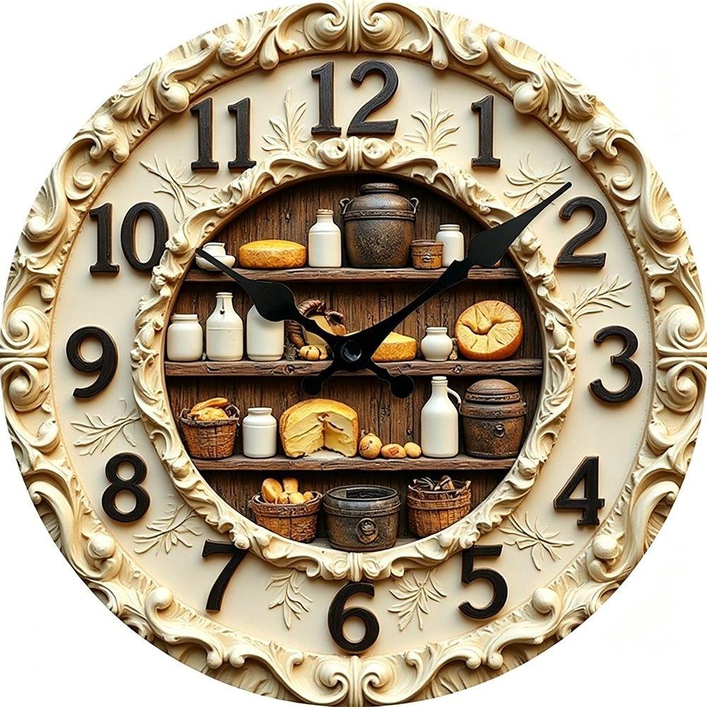 Wood Dessert Theme Wall Clock Silent Sweep Movement Silent Wooden Wall Clock Living Room Decor