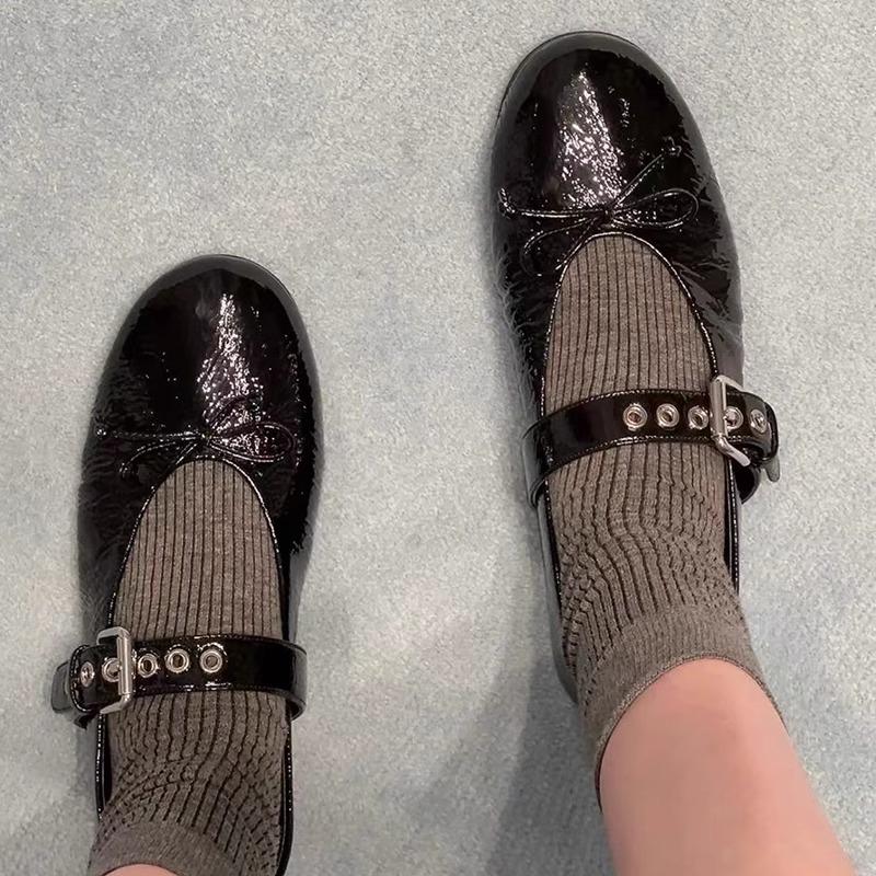 New Retro Round-toed Flat One-strap Versatile Women's Single Shoes for Commuting