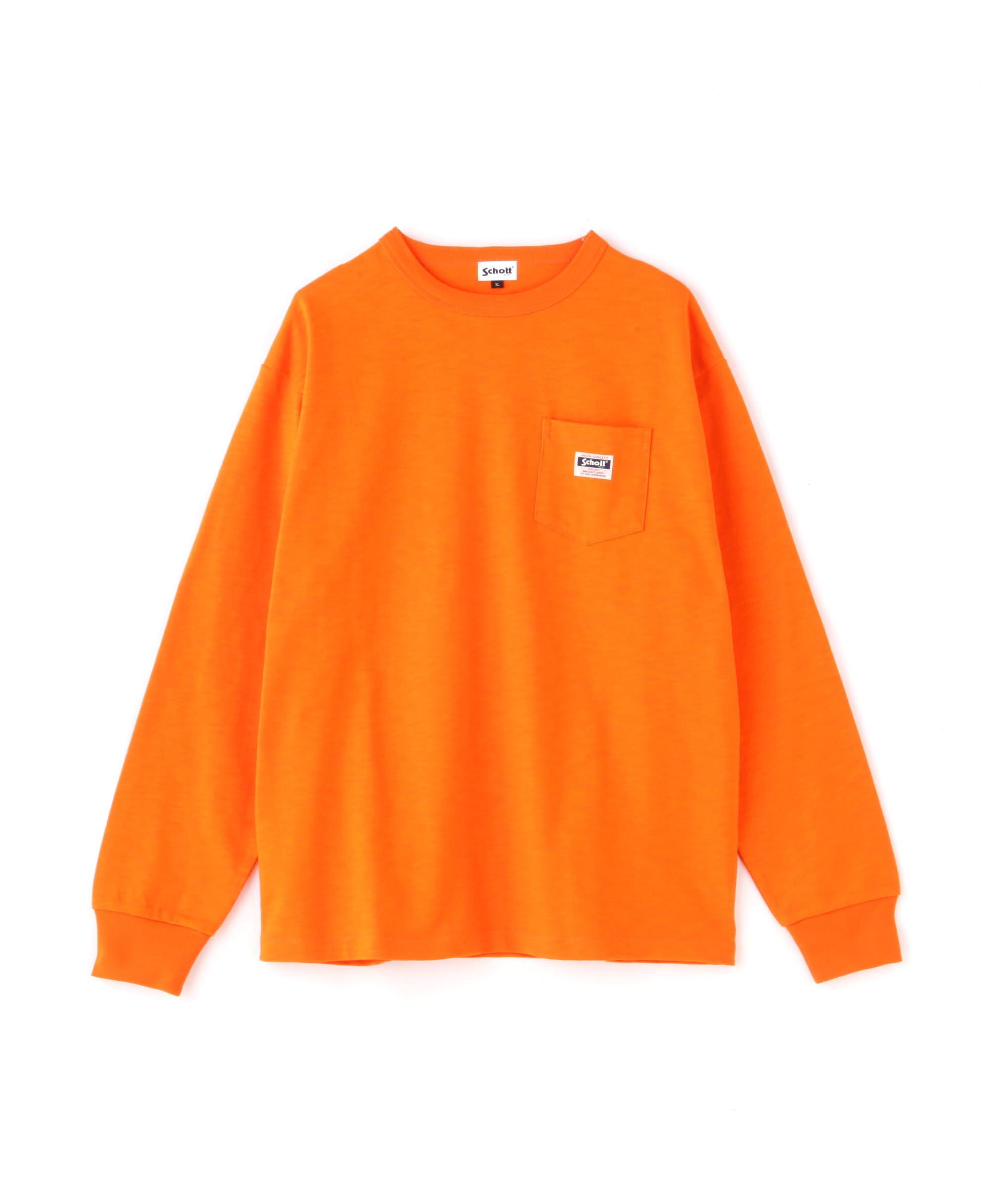 

Schott NYC LS WORK LABEL POCKET T-SHIRT, Men s, Size 2XL, 150cm, Orange, 782-3930001