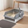 Large Cat Litter Box Splashproof Pet Litter Box Semi-Enclosed Deepened Cat Toilet with Scoop for Dormitory Apartment Living Room