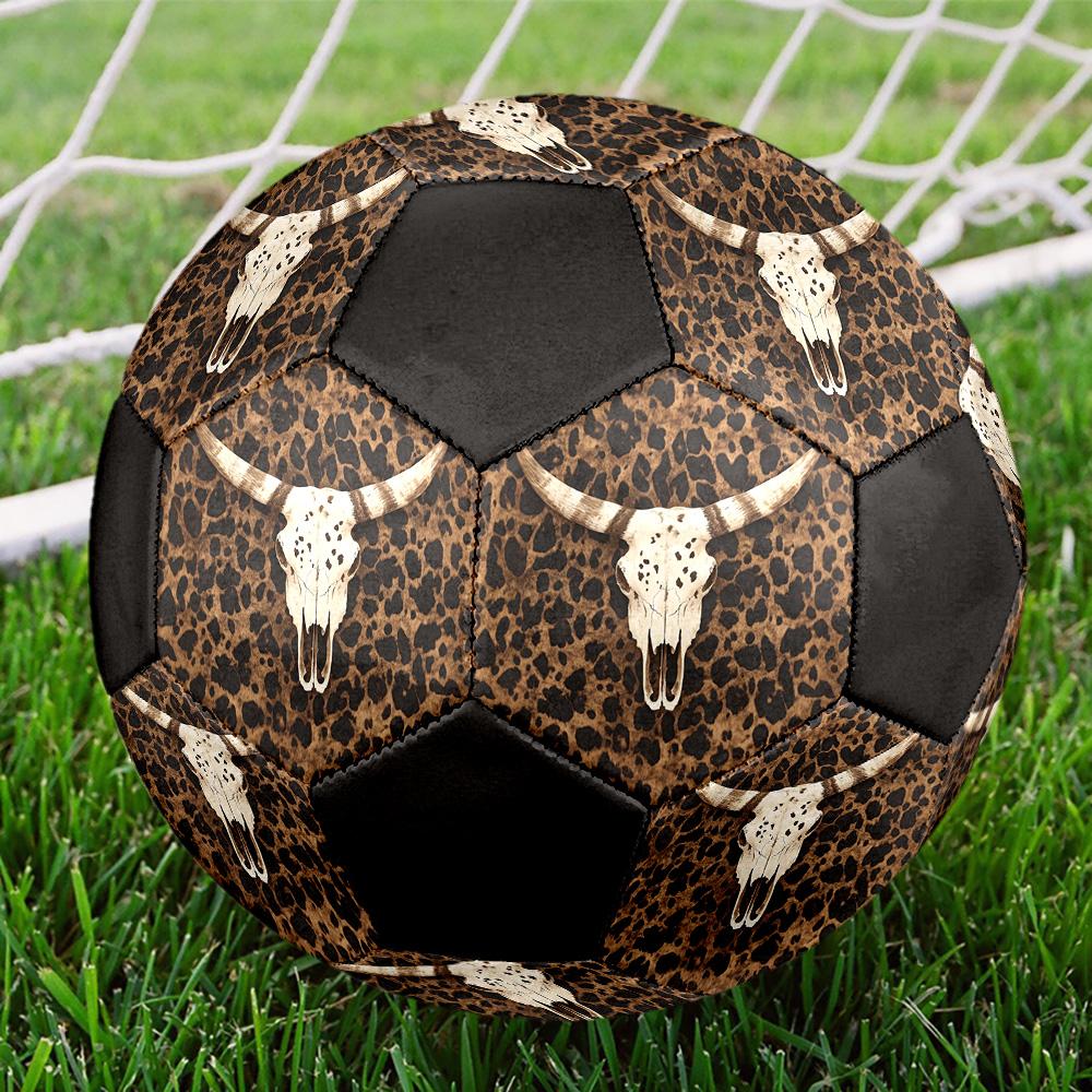 Western Cow Skull Indoor Soccer Ball Colorful All Ages Size 5 Machine Stitched PVC Competition Ready Durable High-Bounce