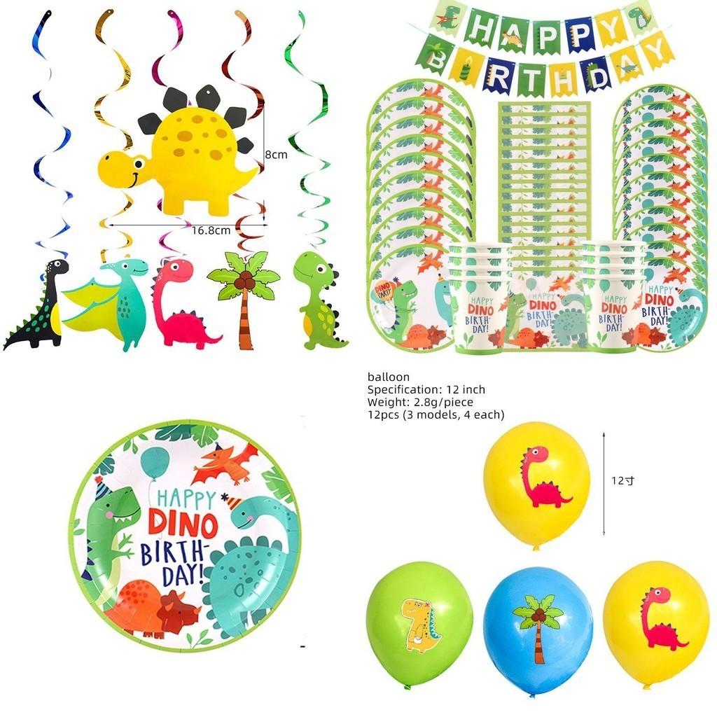Delightful Cartoon Dinosaur Party Birthday Supplies Plates Cups Tablecloth And Banner
