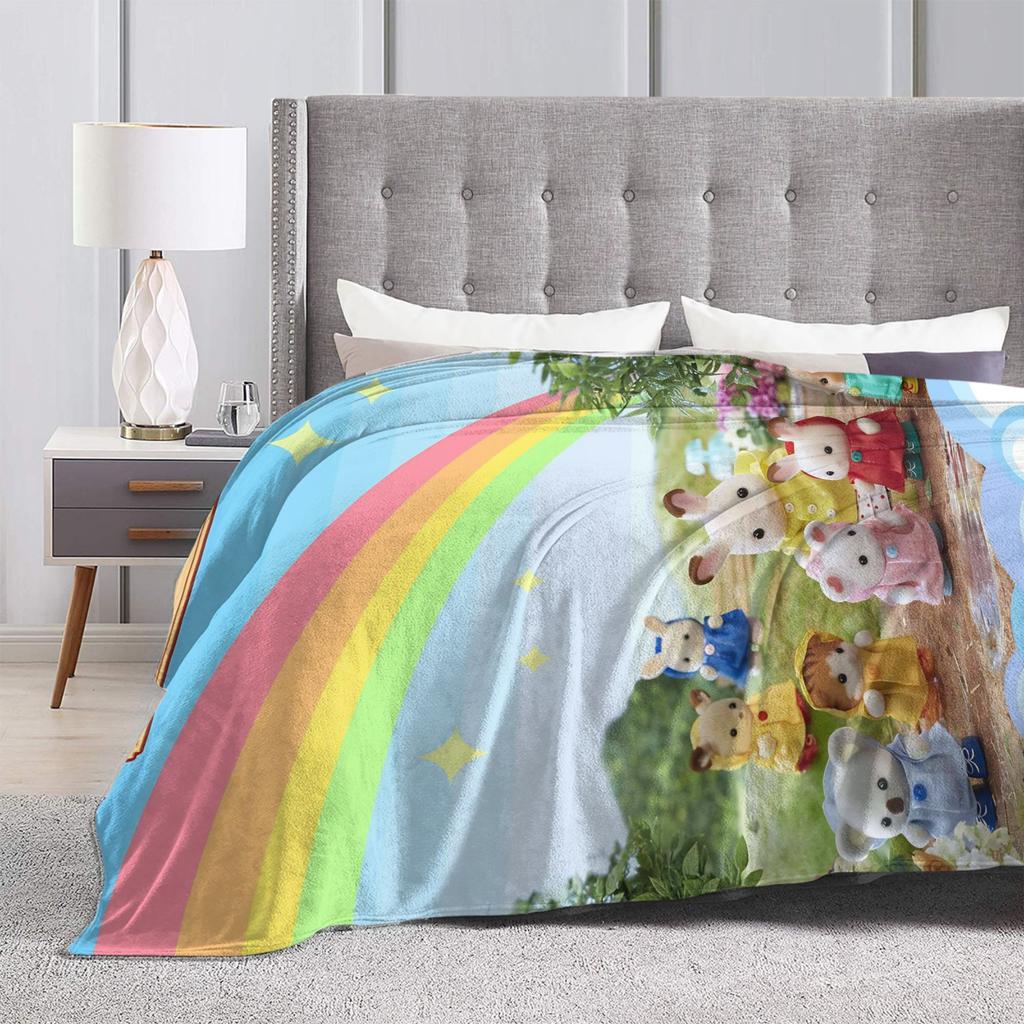 Sylvanian Families Warm Blankets Children Plush Throw Blanket Comfortable Living Room Flannel Bedspread Sofa Bed Cover