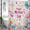 Happy Mother's Day Colorful Floral Butterfly Shower Curtain, Bathroom Decorative Shower Curtain, Waterproof Shower Curtain with