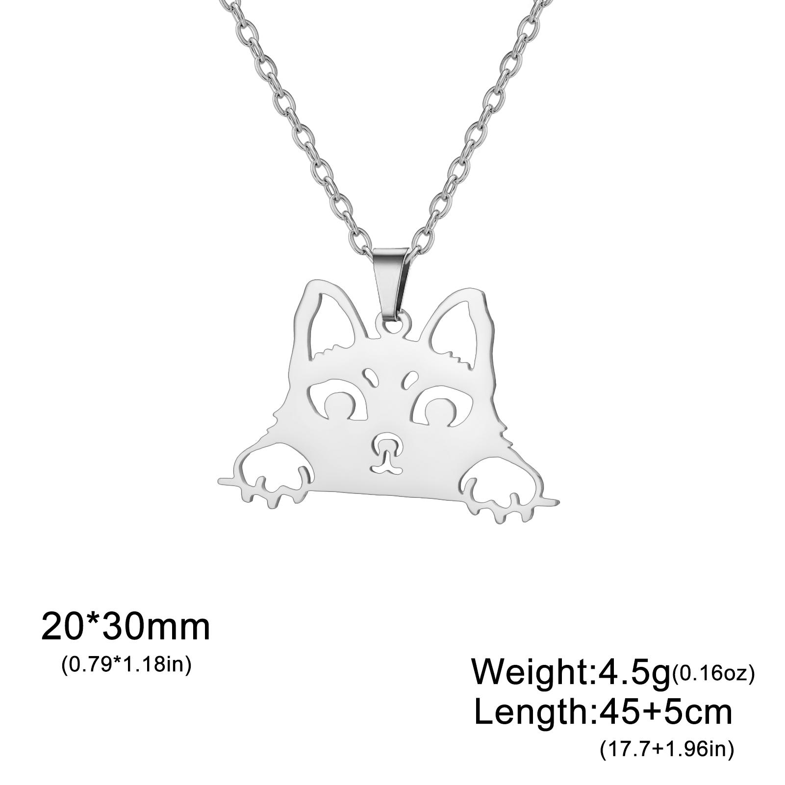 

Cute Design Big Eyed Cat Pendant Necklaces for Women Stainless Steel Fashion Jewelry Little Kitten Metal Chain Choker Gift