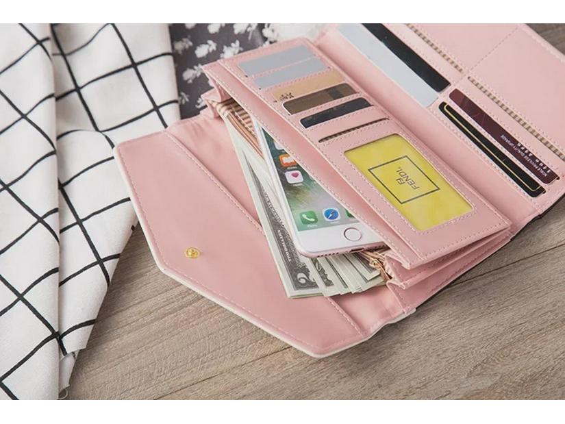 Women's Korean Floral Contrast Color Envelope Buckle Wallet