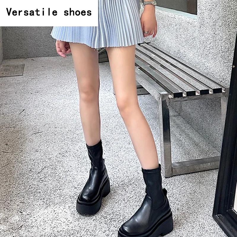 Platform Heel Knee High Boots Women Fashion Ladies Slip On Knight Long Boots Autumn Winter Women's Footwear