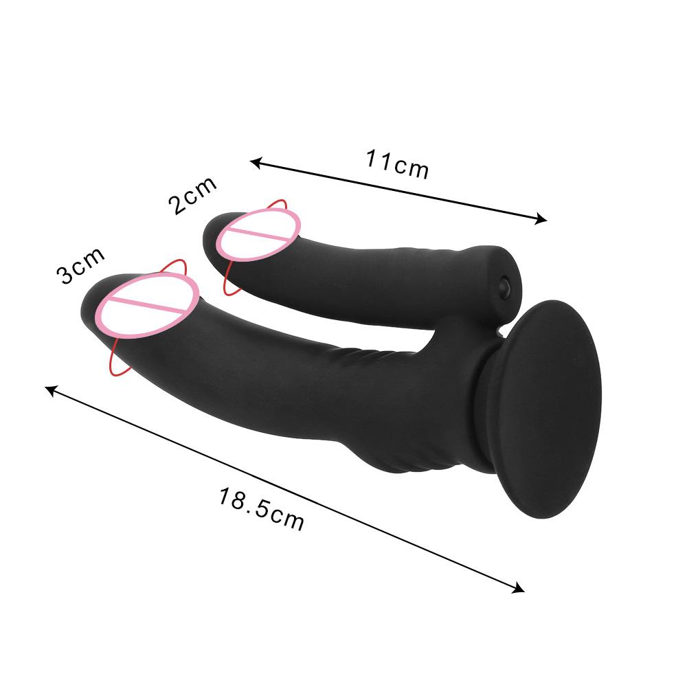 Silicone Dual Head Dildo With Bullet Vibrator G-spot Clitoris Stimulator Female Masturbator Anal Plug With Suction Cup Sex Toy