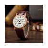 Time100 Multifunction Men's Watch Date Day Display 24-Hour Indicator Japanese Movement Black Leather Strap Rose Gold