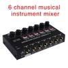 Stereo 6 Channel Mixer Sound Mixer 6 Stereo Distributor Volumes Control Mixing for Electric Guitar Keyboards Drum